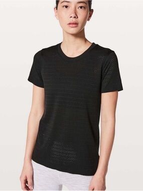 Lululemon Black Short-Sleeve Perforated Tee